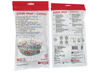 copertina di GiSafe Mascherina Chirurgica Filtrante 98% 3 Veli tipo II - conf. 10 pz - flowpack tg Adulto Bianca fantasia cartoon