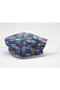 copertina di GiSafe Mascherina Chirurgica Filtrante 98% 3 Veli tipo II - conf. 10 pz - flowpack Blu Fantasia Santa Muerte