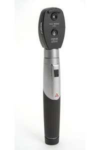 copertina di Oftalmoscopio Heine Mini 3000 Luce LED colore nero con manico a batterie cod. D-008.71.120