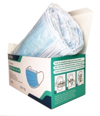 copertina di Mascherina Chirurgica Filtrante 95% - Scatola da 50 pz. Per adulti . Con elastici Azzurro