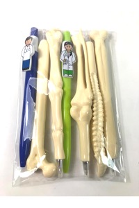 copertina di Penne a forma di osso + dottore e dottoressa, inchiostro nero - set di 7 penne